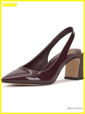 Slingback Pump Pointed Toe Low Block Heel Faux Leather Padded Footbed